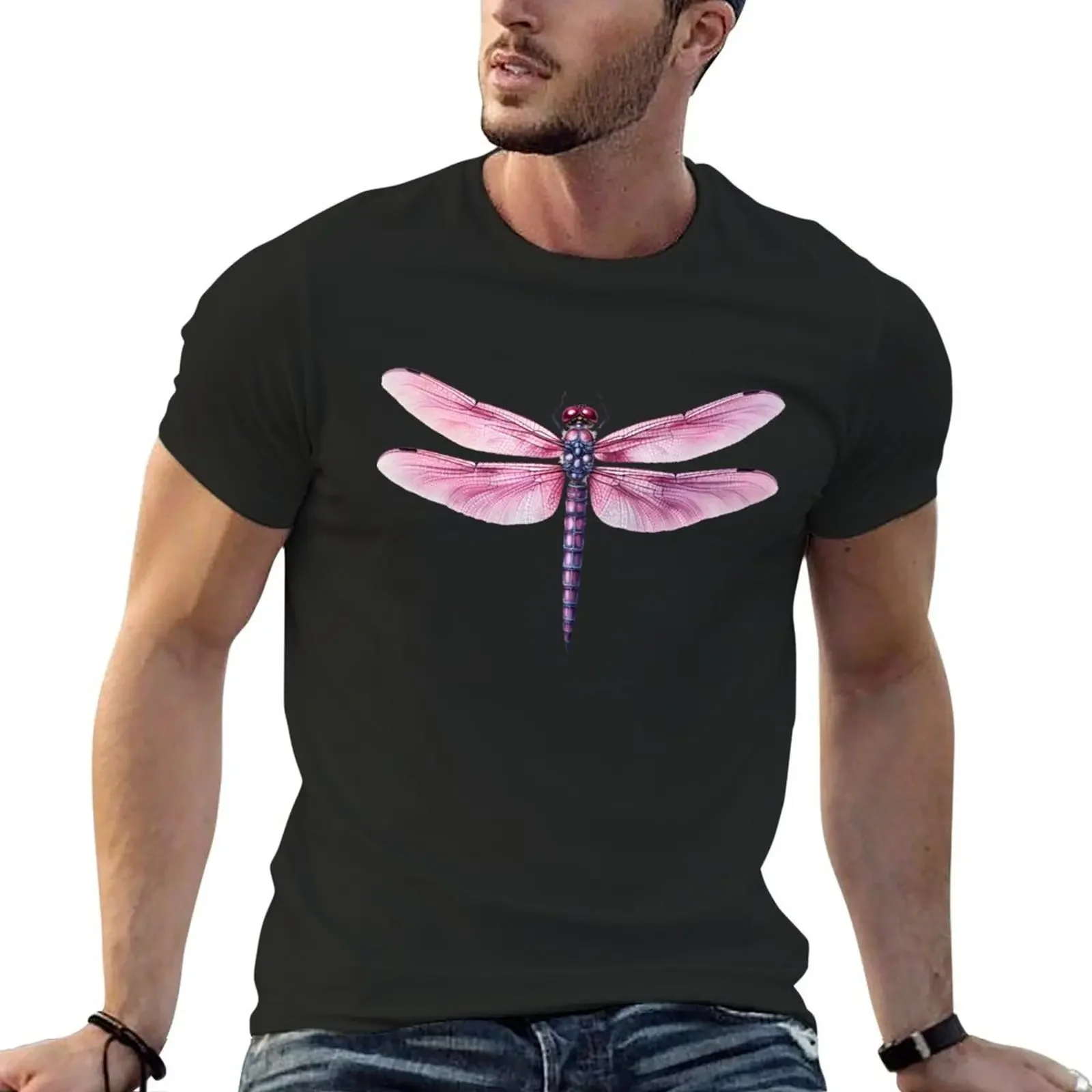 Purple and pink dragonfly T-Shirt customizeds basketball graphic tees blue archive anime figures men tshirt