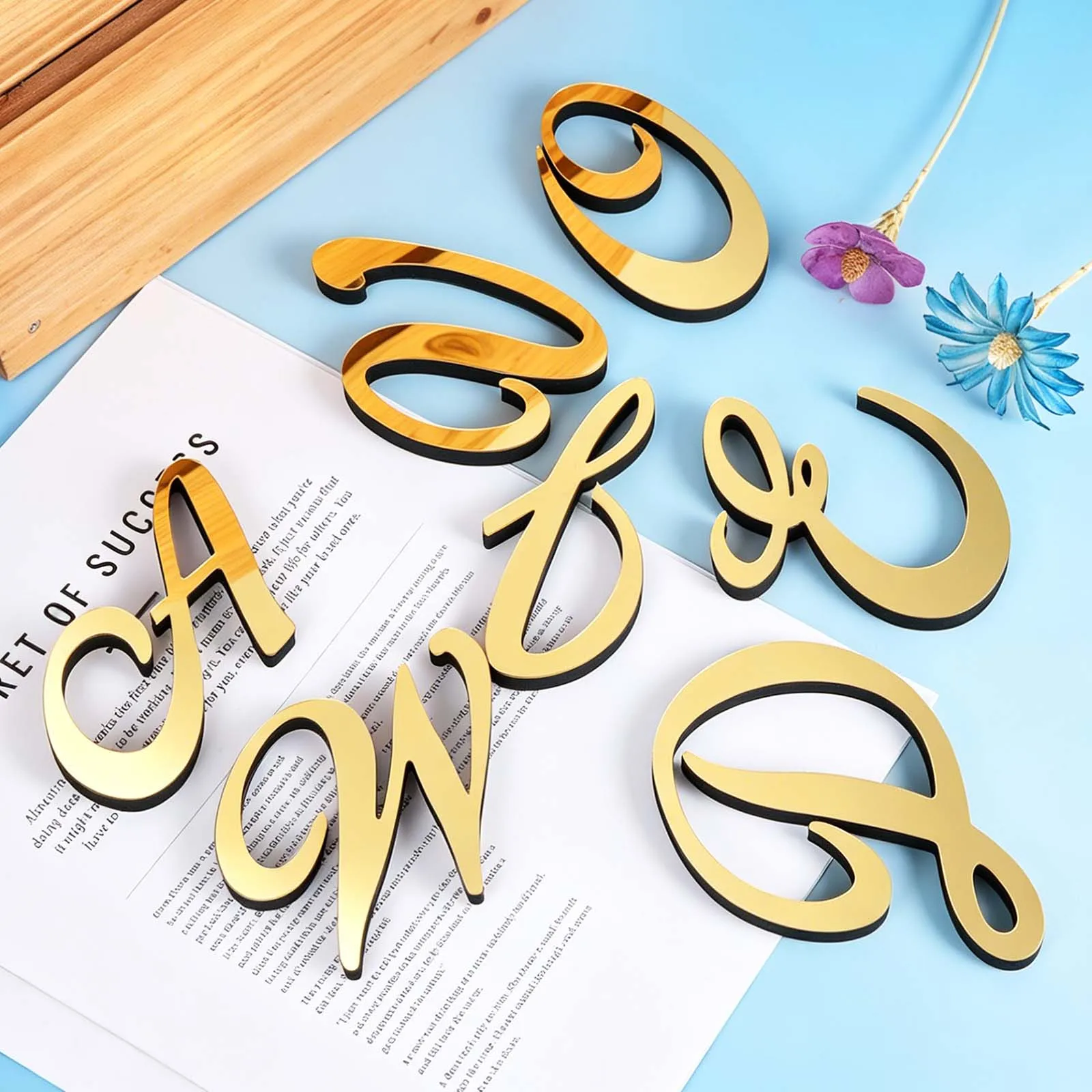 1pc 4 Inch 3D Acrylic Alphabet Mirror Wall Sticker Artistic Italics Letter A-C Self-Adhesive Art Letter Sign for Wall Home DIY