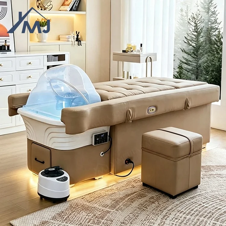 Head Therapy BedSalon Commercial Furniture Water Therapy Shampoo Pedicure Japanese Head Spa Bed