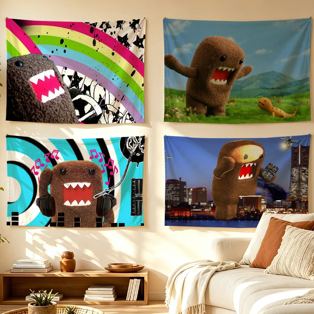Cartoon Cool D-Domo Kun Cute flag Room Decoration Wall Tapestry Hanging Aesthetic Bedrooms Advertising Banner