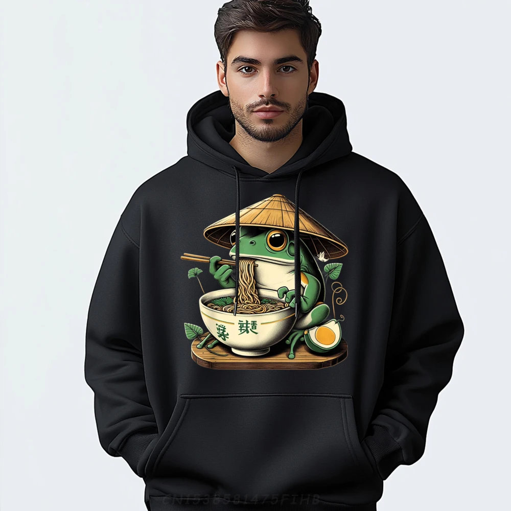 

Frog Eating Ramen Kawaii Neko Japanese Noodles Lovers Cute Oversized Hoodies Funny Shirt Cool