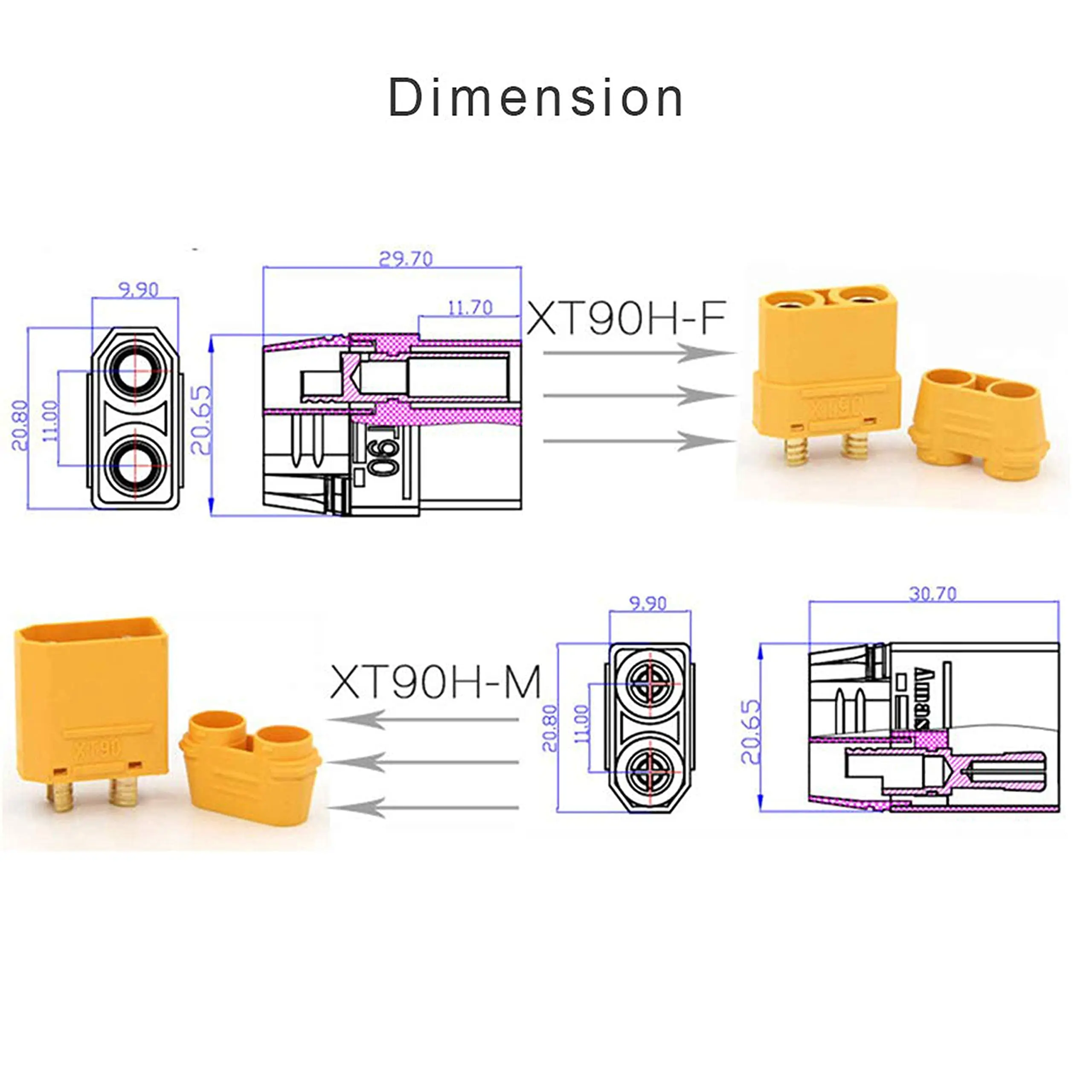 5/10 Pairs XT90 XT-90 Male Female Bullet Connectors Power Plugs for RC Lipo Battery Motor