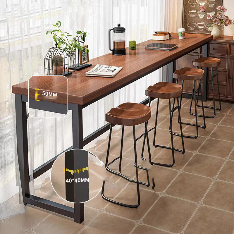 Drink Wall Bar Dining Table Wooden Square Bistro High Design Bar Counter Table Paris Nightclub Mesa De Jantar Home Furniture