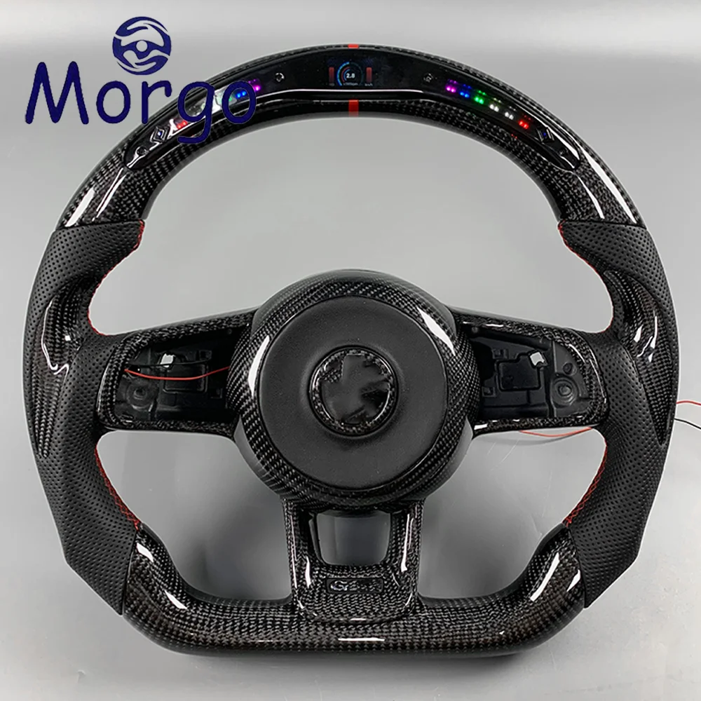 Interior accessories for Volkswagen Customzed LED Carbon Fiber Steering Wheel For Golf MK7 7.5 GTI GTR GTD racing style design