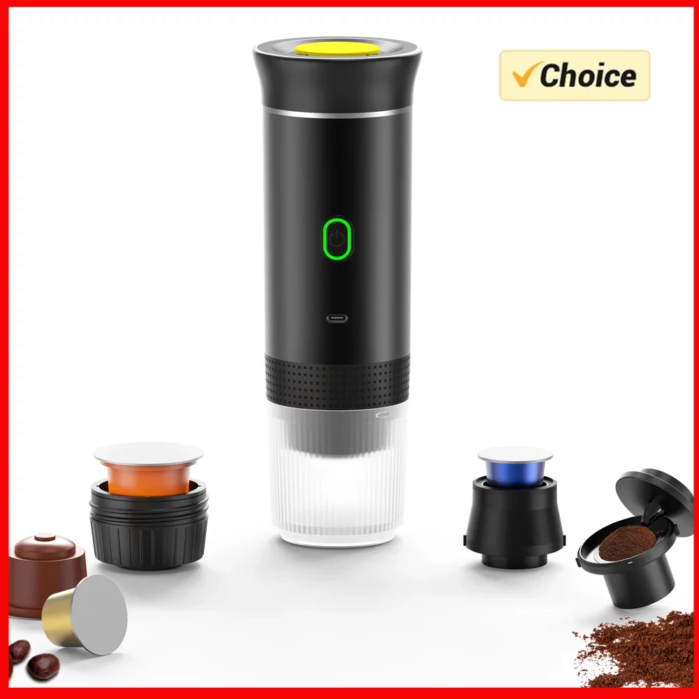 3 in 1 Portable Coffee Machine Wireless Electric Espresso Coffee Maker for Capsule Coffee Powder Travel Camping Coffee Maker