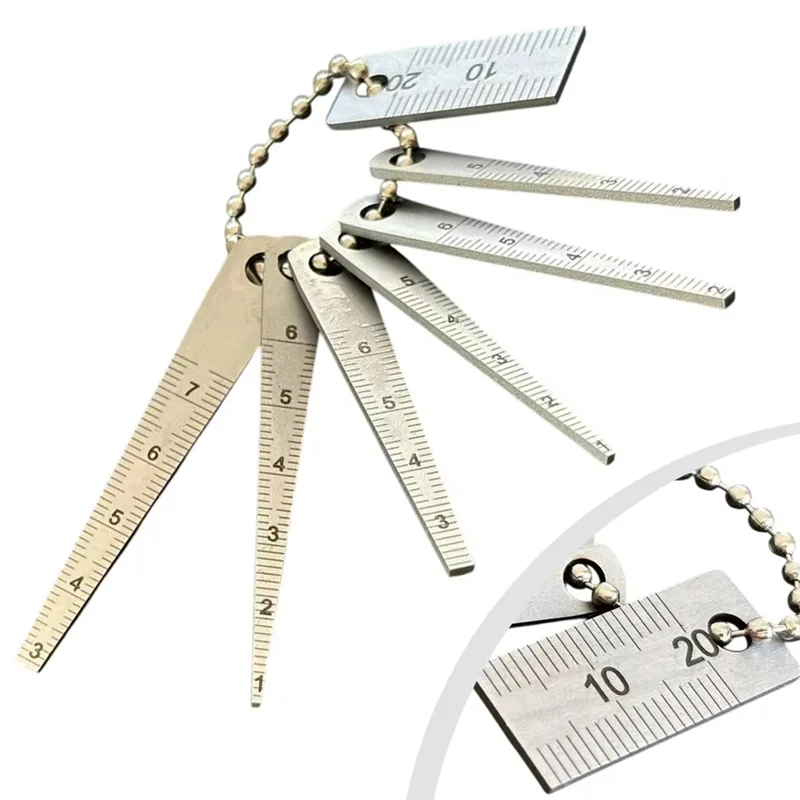 Konisches Lineal aus Edelstahl, Messwerkzeug, Lückenlehre-Set, kleines Taschenlineal-Set