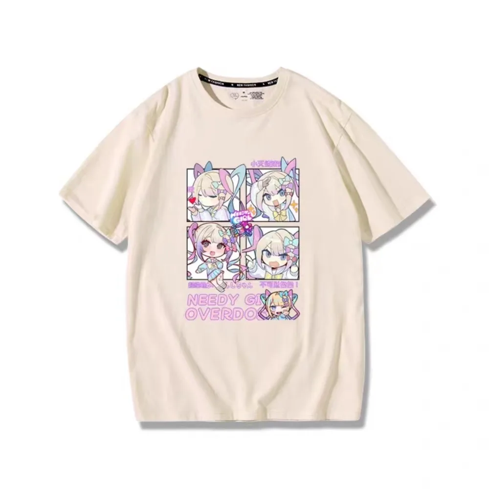 NEEDY kız aşırı doz Anime boy T-shirt Manga grafik Tee kadınlar sevimli üst erkekler pamuk kısa kollu yaz Kawaii çift giysi