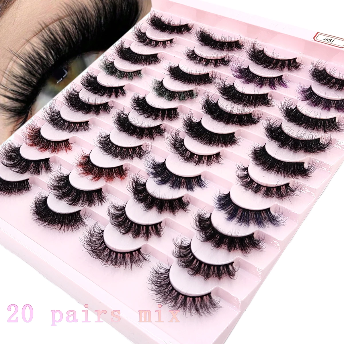 Neue 20 Paar Wimpern, natürliche, flauschige, dicke künstliche Nerzwimpern, langlebige, flauschige, dramatische, geschwungene Wimpernverlängerung