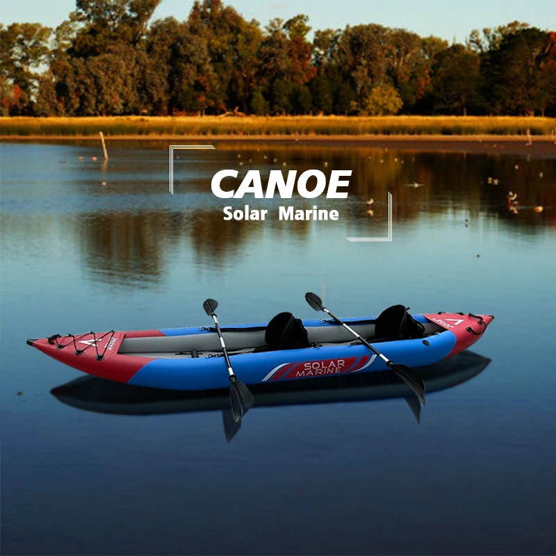 2-Person Tandem Solar Marine Inflatable Fishing Kayak With Aluminum Paddles Pump Air Mat Floor Included