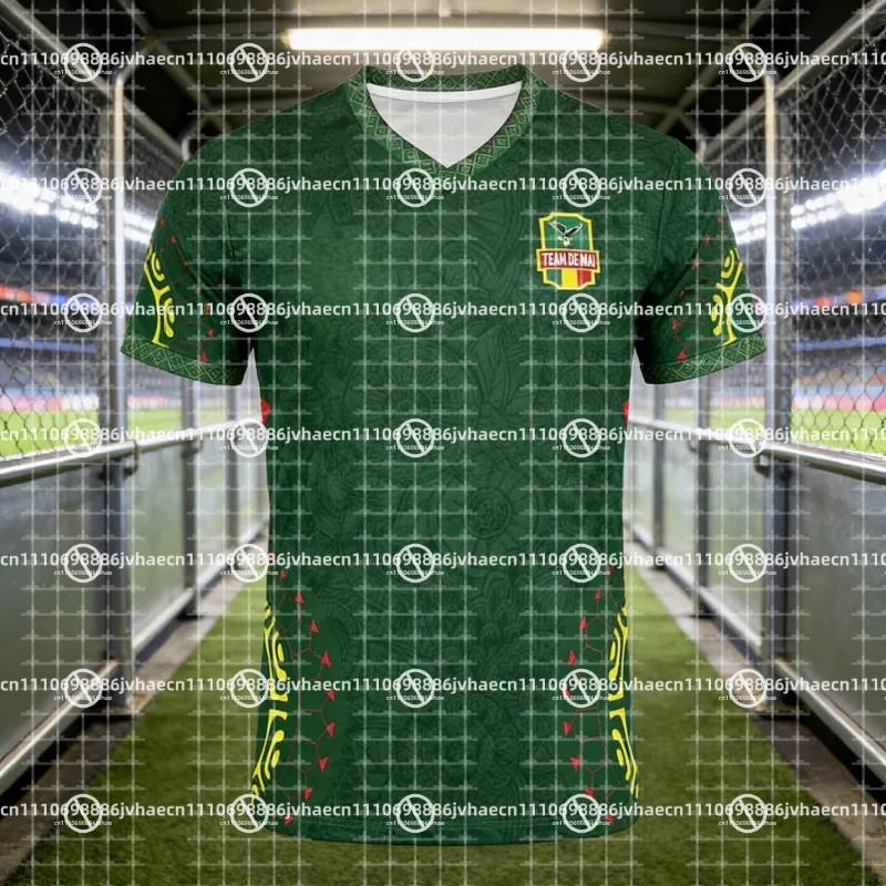 

Футболка 2026 Mali Football Jersey с 3D-печатью, летняя, мужская и женская, с коротким рукавом, дышащая, быстросохнущая, семейная футболка унисекс