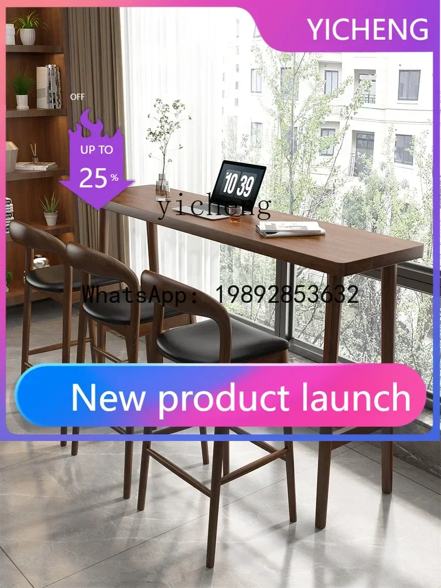 

KTZZ Leisure Balcony Window Solid Wood Bar Counter Home Partition Long Table
