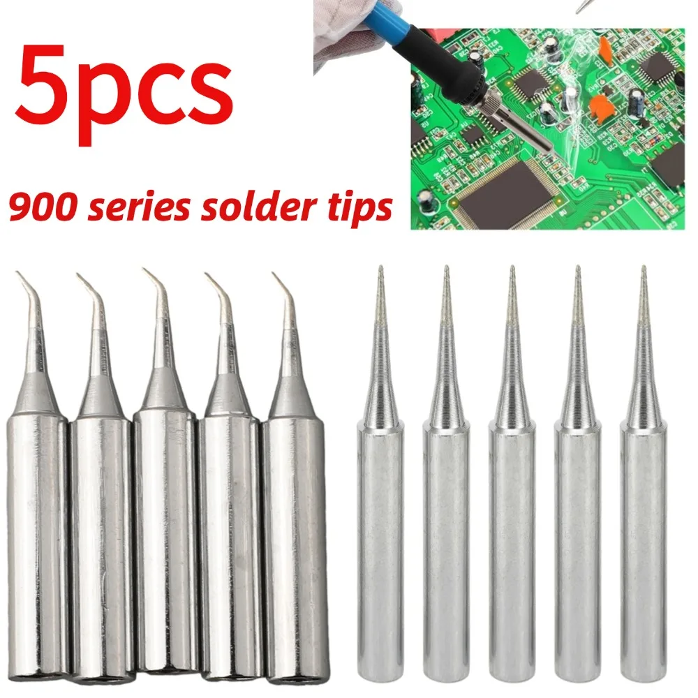 5 Pcs Soldering Iron Tip 900M-T Welding Solder Tips Soldering Iron Head Set IS/I/B/K/SK Iron Nozzle 900M Soldering Iron Power