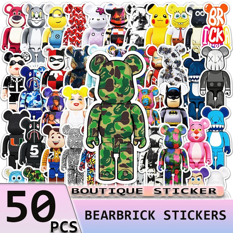 50PCS Ins Bearbrick Stickers Gloomy Cartoon DIY Laptop Guitar Travel Luggage Water Cup Suitcase Skateboard Decal Children's Toys