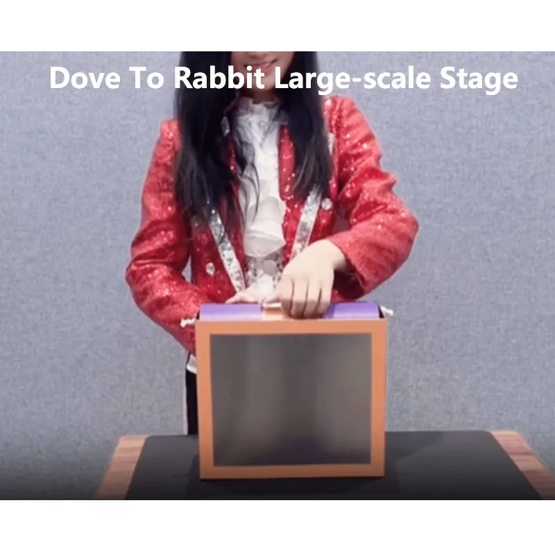 비둘기에서 토끼로 대규모 무대 마술 트릭 시각적 변신 비둘기 케이지에서 토끼 케이지로 마술 소품