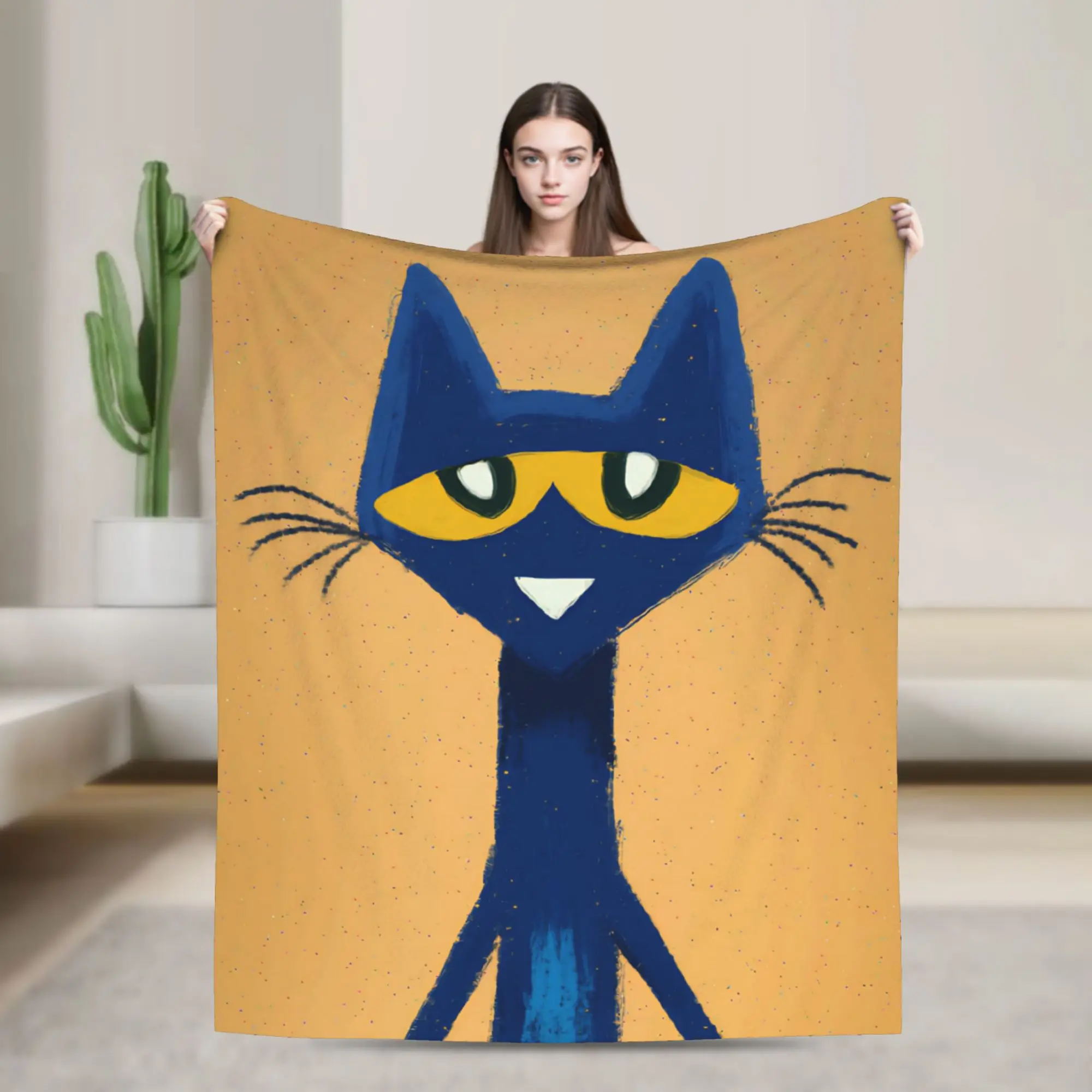 Pete the Cat  Blanket Cover Flannel Cool Kitten Cartoon Soft Throw Blankets for Outdoor Travel Bed Rug