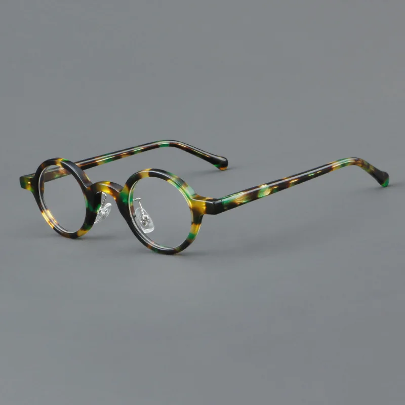 Vcka Vintage Acetat Myopie Brille Rahmen Männer kleine runde verschreibung pflicht ige Brille Frauen Retro Luxus Brillen-0,50 bis-10 – Detail 4