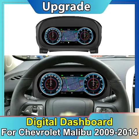 Chevrolet Malibu 2009-2014 계기판 스크린 패널 유닛 용 자동차 LCD 디지털 클러스터 가상 조종석 속도계 대시 Carplay