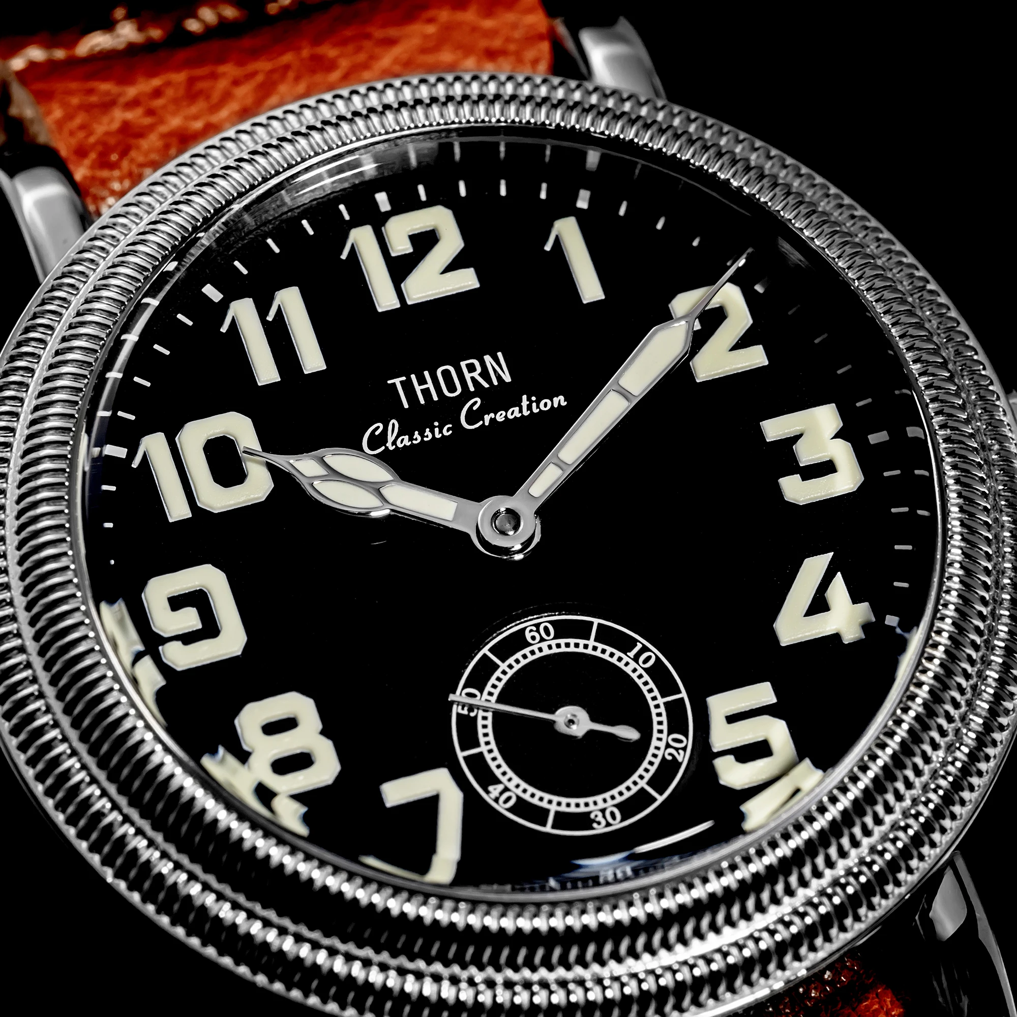 【T013】THORN Uhr 36 mm Durchmesser Vintage Fliegeruhr ST1700 Handaufzug Mechanische Uhrwerkuhr Schweizer Leuchtkraft – Detail 13