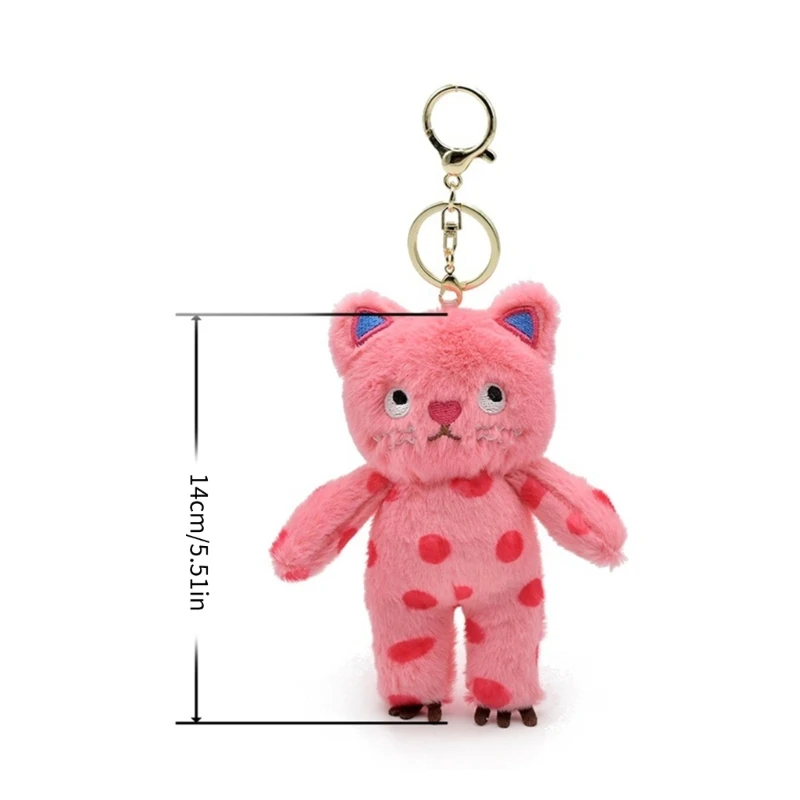 Speechless Cat Keychain Plush Mysterious Black Cat Doll Toy Keyring Bag Charm Backpack Decor Car Keys Holder for Couple