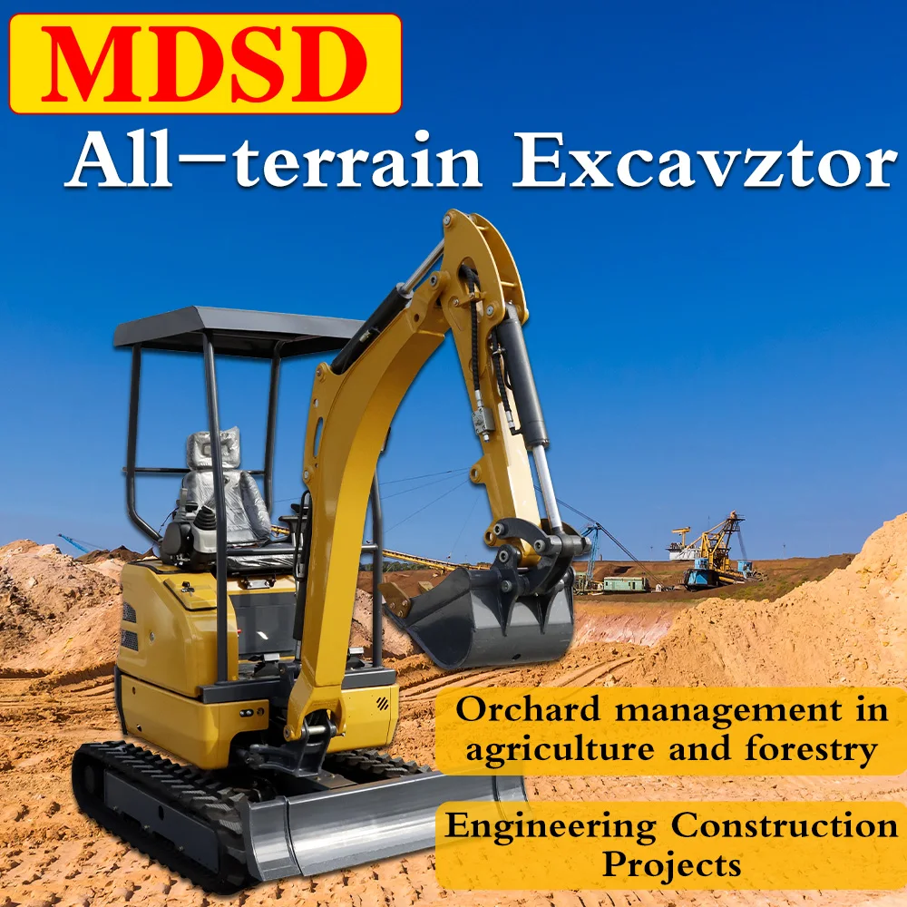 Free Shipping 1.2 Ton 1.5Ton Mini Excavator With Attachments Multi-Purpose Excavator For Kubota Engine Powerful For Landscape