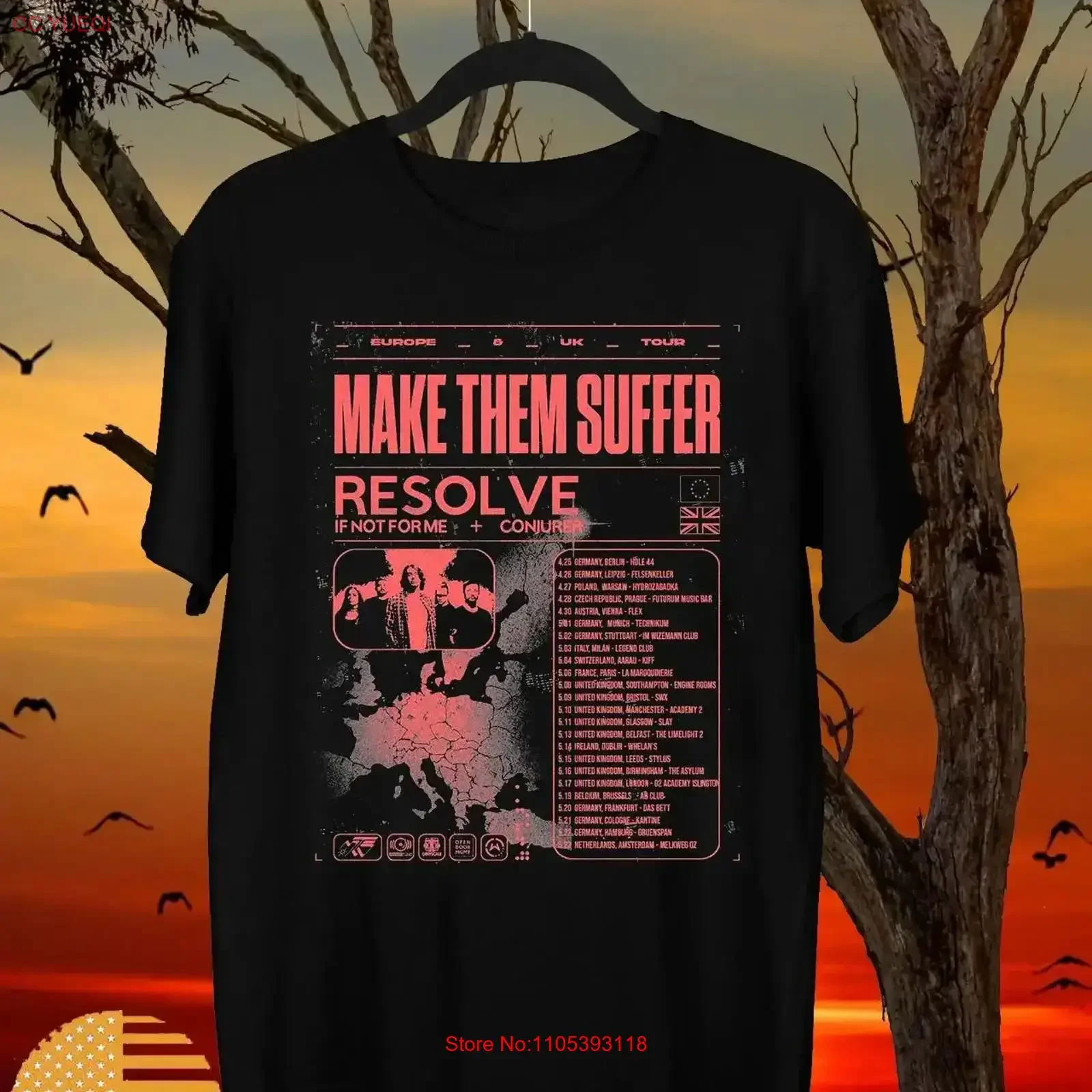T-shirt Make Them Suffer Band Resolve Tour 2025, toutes tailles S à 5XL, vintage, délavé, confortable, streetwear graphique, style vintage