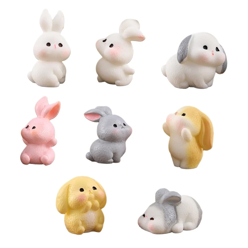 Cheerful Easter Rabbit Figurine Miniatures Figurine for Gifting and Decor