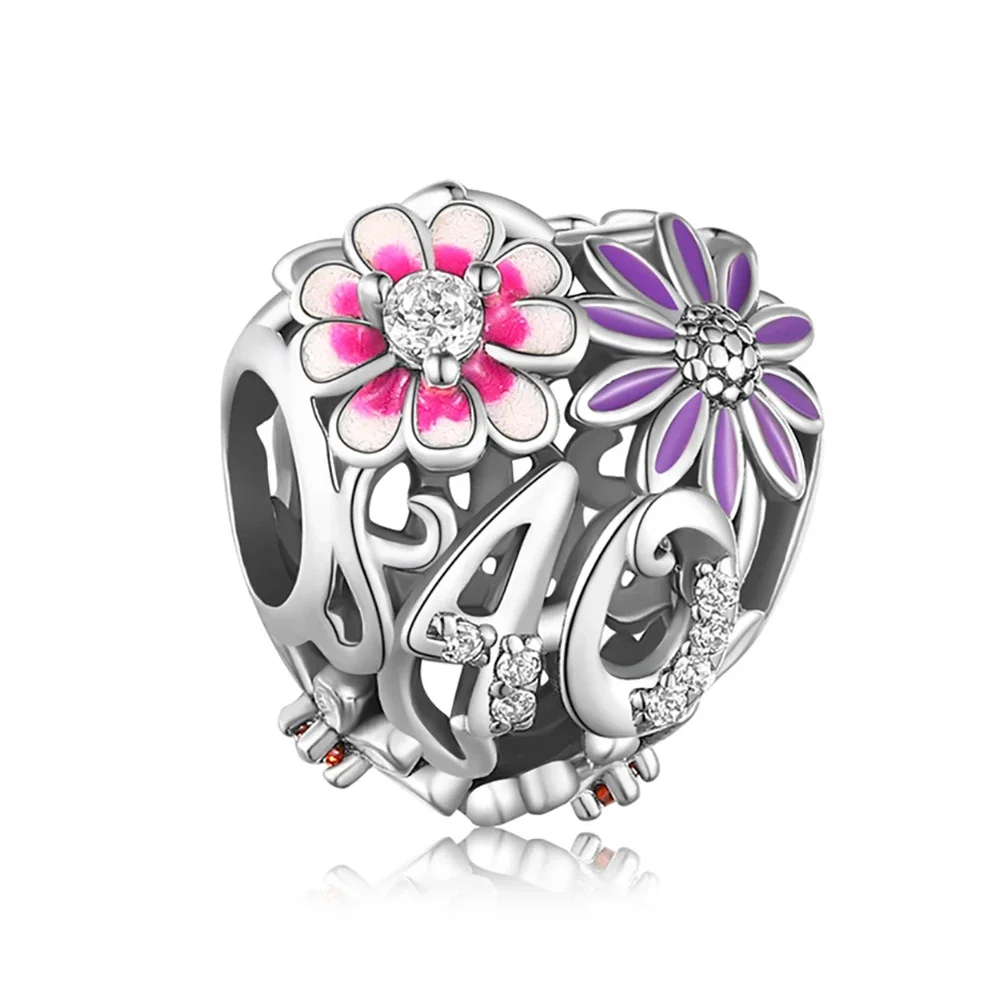 FC Jewelry Fit Original Pan Charm Bracelet 925 Silver Bouquet Flower Number Anniversary Bead For Making Birthday Berloque