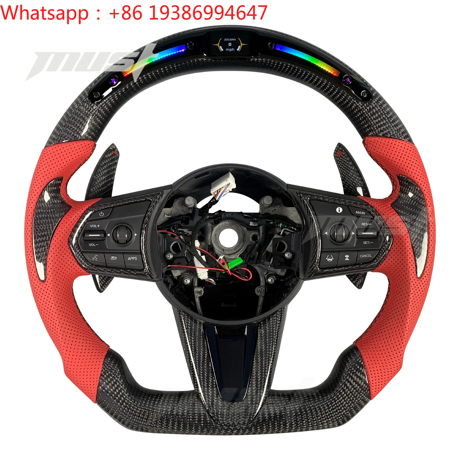 For Acura RDX A-Spec Advance 2019-2026 Interior Accessories Upgrade Custom Real Carbon Fiber Steering Wheel with LED Rpm Display