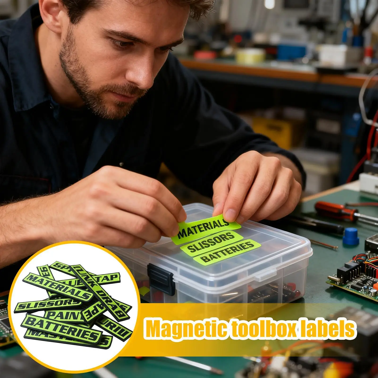 Этикетки для ящиков для инструментов, магниты, 12 шт., съемные органайзеры, наклейки, органайзер для инструментов, этикетки, наклейки для стальных тележек, ящиков