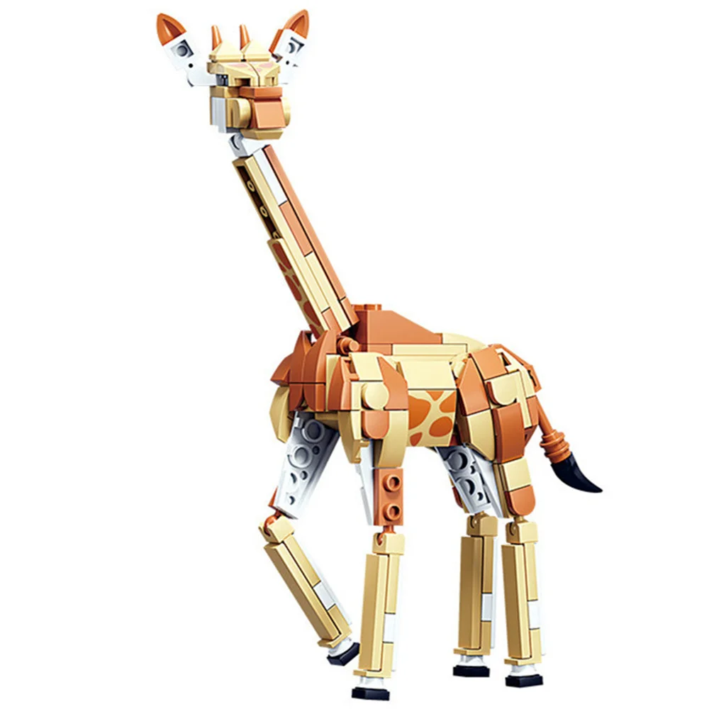 Animals Figures Fox Kangaroo Giraffe Figure Model Building Blocks Kits Toys For Children Wild Animal Kids Gifts