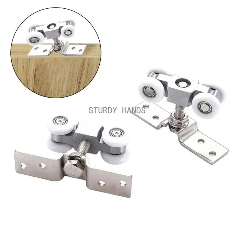 2 pieces of nylon silent sliding door rollers 4 wheels glass door track hanging wheels hardware accessories