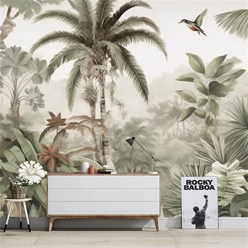 מותאם אישית דרום מזרח אסיה טפט שולחן סלון ספה חדר שינה טלוויזיה רקע קיר מסעדה טרופי גשם טרופי נייר קיר 3D