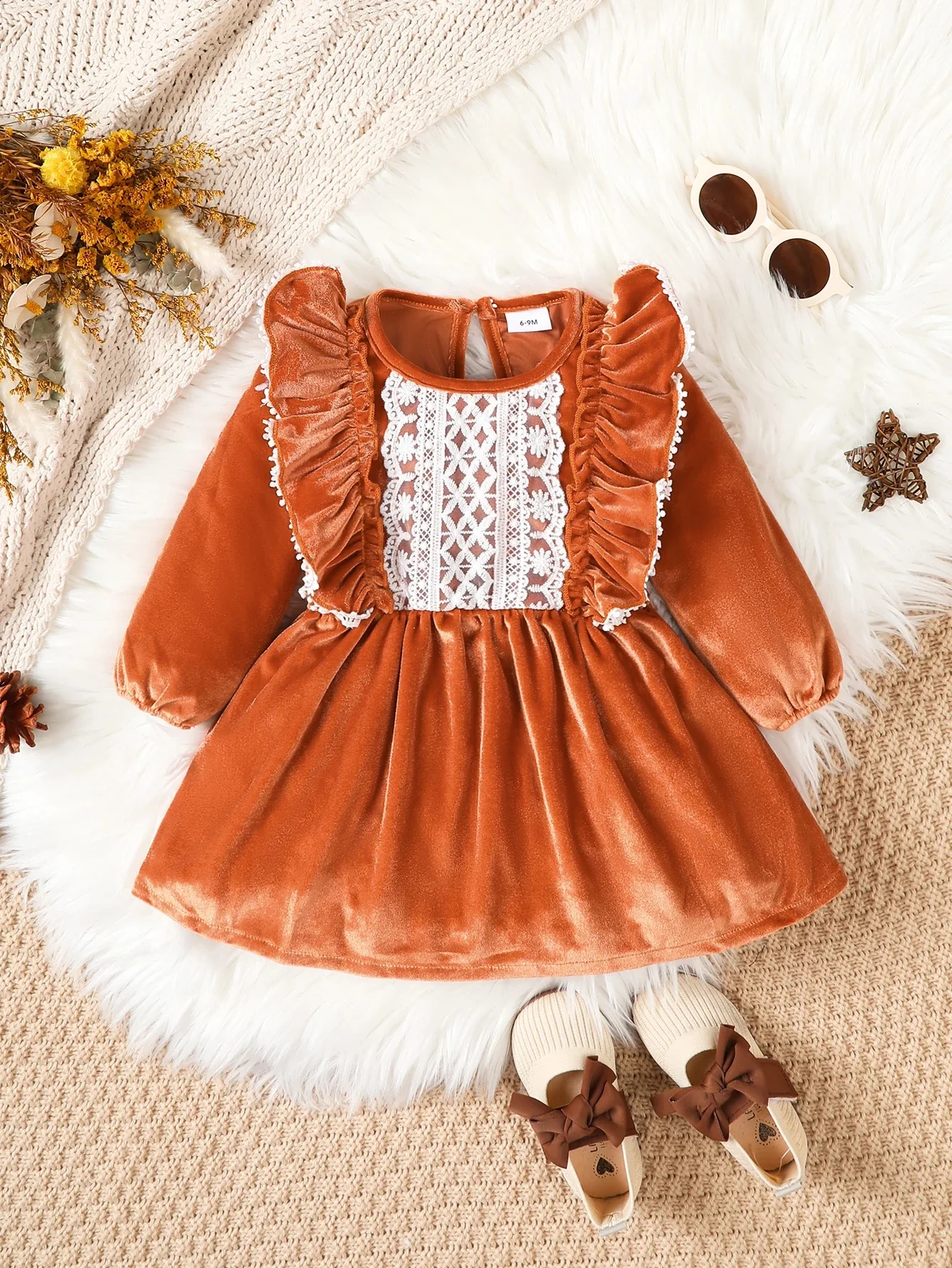 Winter  0-2  Years   Old  Infant   Baby  Girls  Long  Sleeved   Korean  Velvet  Princess  Dress