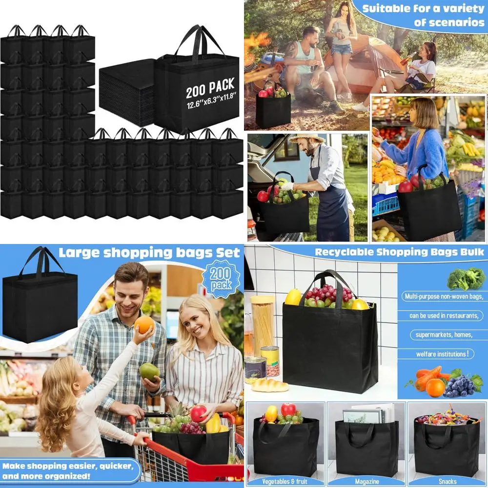 

Складные большие сумки-шопперы из нетканого материала с ручками, портативные сумки-тоут, 12,6x11,8x6,3 дюйма, оптом