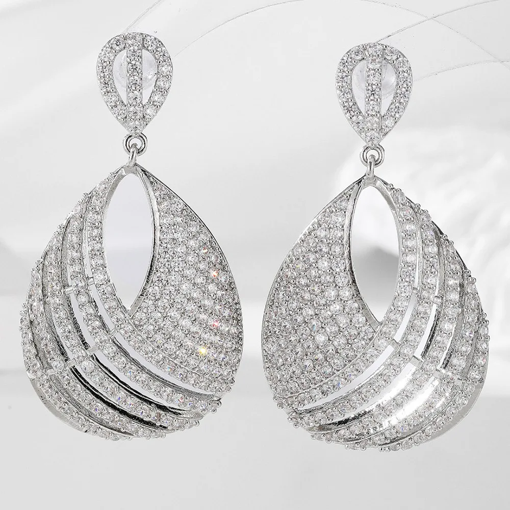 

Missvikki Luxury Gorgeous Skeleton Earrings For Women Wedding Party Shiny Full CZ Earrings Fashion Jewelry High Quality