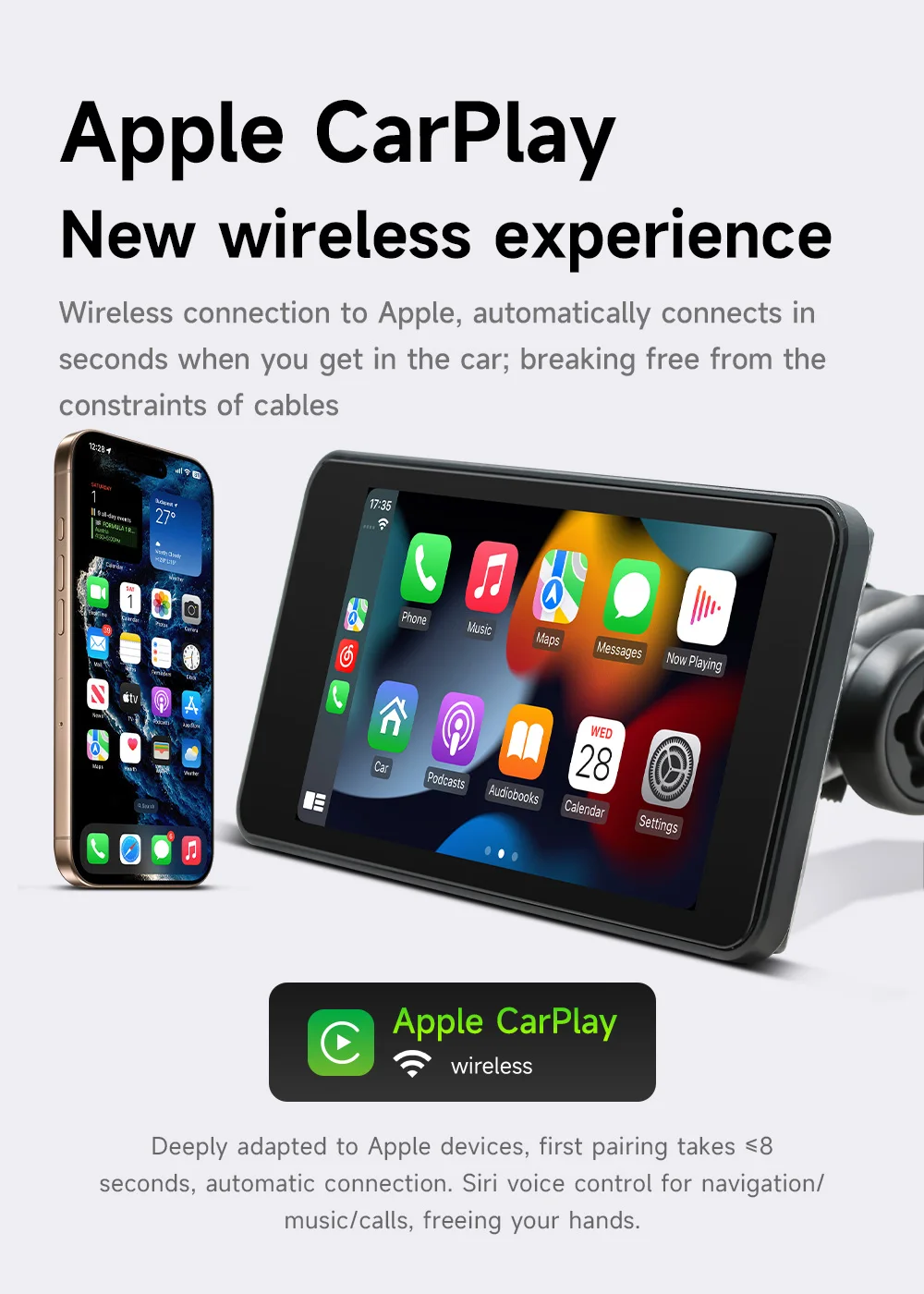 BQCC 4.7 "مشغل محمول للدراجات النارية Carplay الملاح الحياة مقاوم للماء BT HD شاشة ريتينا CarPlay أندرويد السيارات دراجة نارية MP5 #5