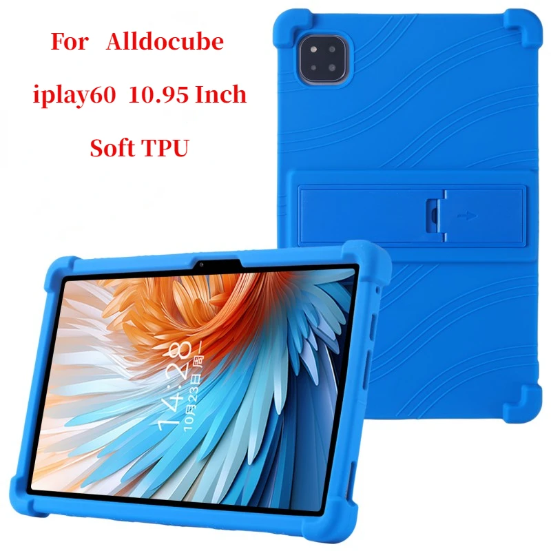 

4 Thicken Cornors Silicone Cover with Kickstand For Alldocube iPlay 60 Case 10.95" Tablet PC Soft Shockproof Protector Funda