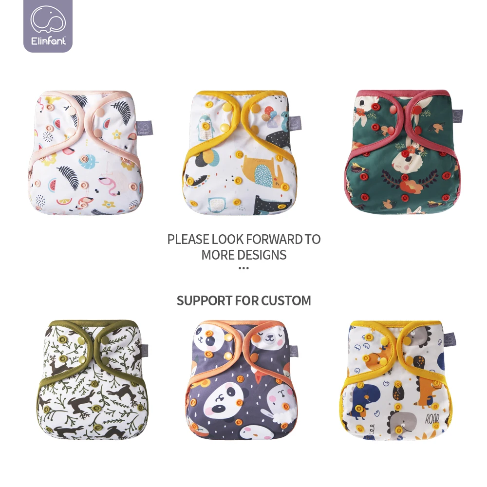 Elinfant bigger size adjustable waterproof diaper cover washable reusable fashion print for 10-20kg baby cloth diaper