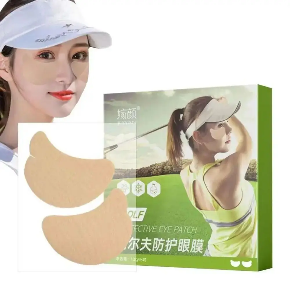 5 pares de parches faciales UV de protección solar para Golf, Gel bloqueador solar, parches solares hidratantes, pegatinas UV para ojos de gelatina fresca, máscara para ojos