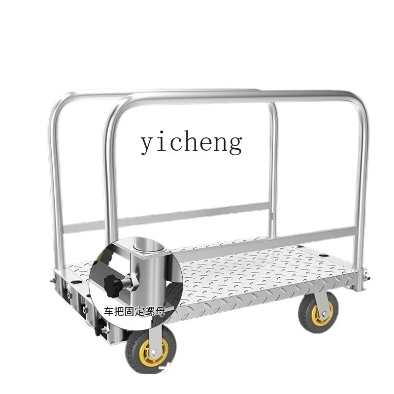 

heavy-duty dual-purpose flatbed truck stage board cart pulling coil hand push truck foldable