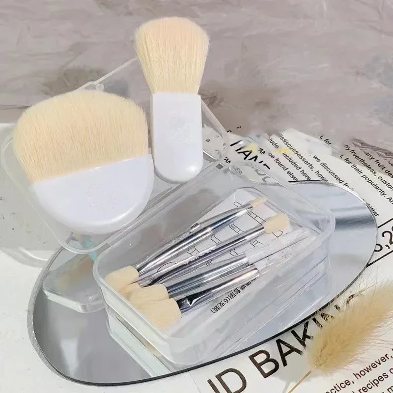 Mini ensemble de pinceaux de maquillage professionnels portables, fond de teint, correcteurs, ombre à barrage, fard à joues en poudre, outil de maquillage de beauté, 6 pièces