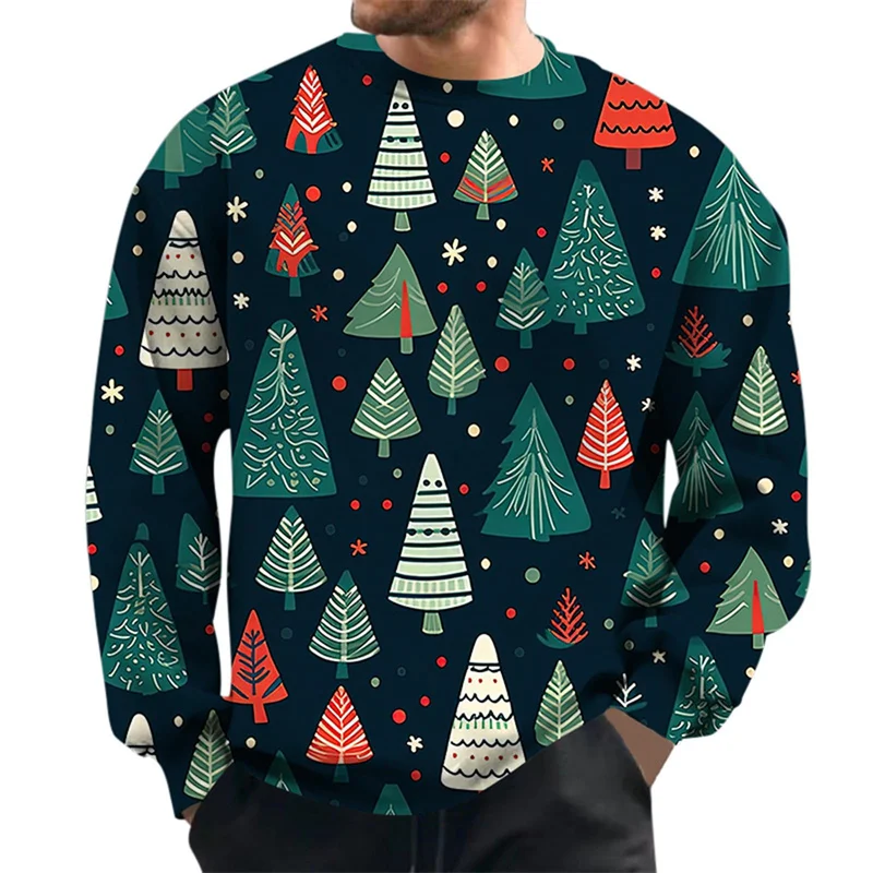 

Candy Dinosaur Pattern Hoodie For Men Christmas Tree 3D Printed Pullover Autumn Long Sleeve O-Neck Hoodies Loose Sweatshirts