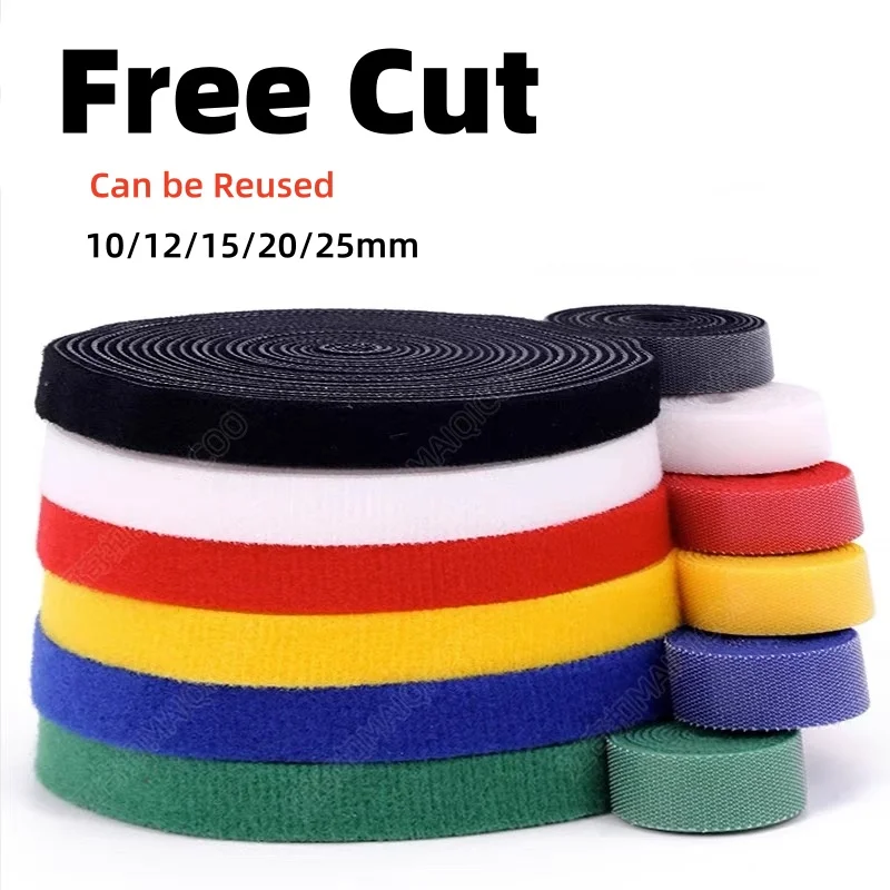 1M/3M/5M  Loop Cable Ties Reusable Fastening Tape Straps Cable Management Ties Cable Straps Adjustable Cord Ties Cord Organizer