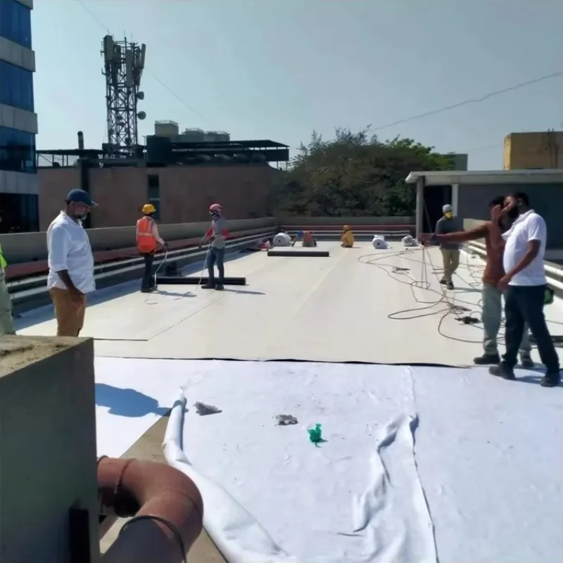 TPO Thermoplastic Polyolefin Waterproof Membrane 1.2mm 1.5mm 1.8mm 2.0 mm Fiber Backing and Inner Reinforced-10x10cm Sample Link