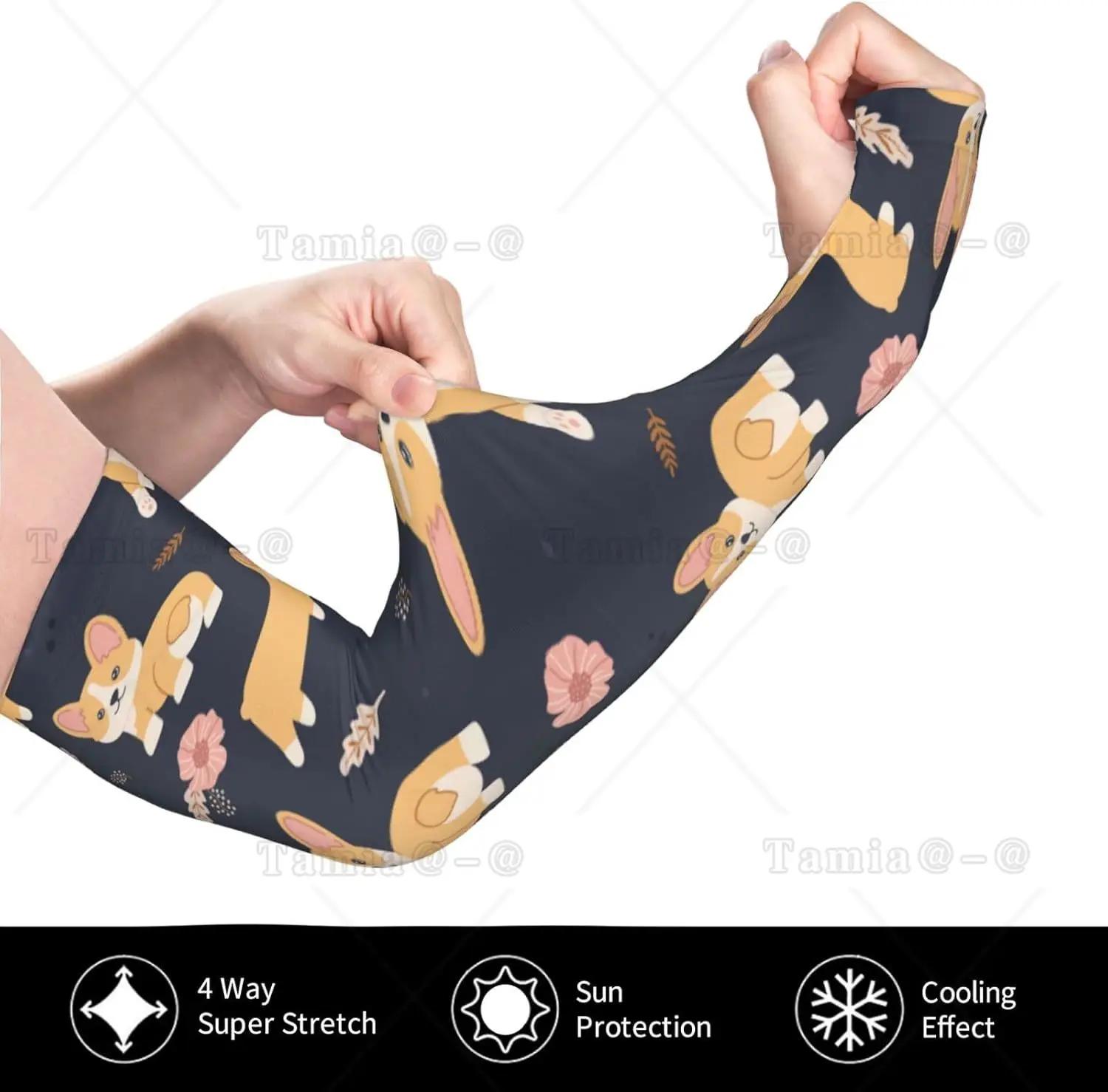 Kawaii Corgi Cetak Lengan Lengan Pendingin UV Perlindungan Matahari Kompresi Olahraga untuk Pria Wanita Golf Basket Lengan Lengan