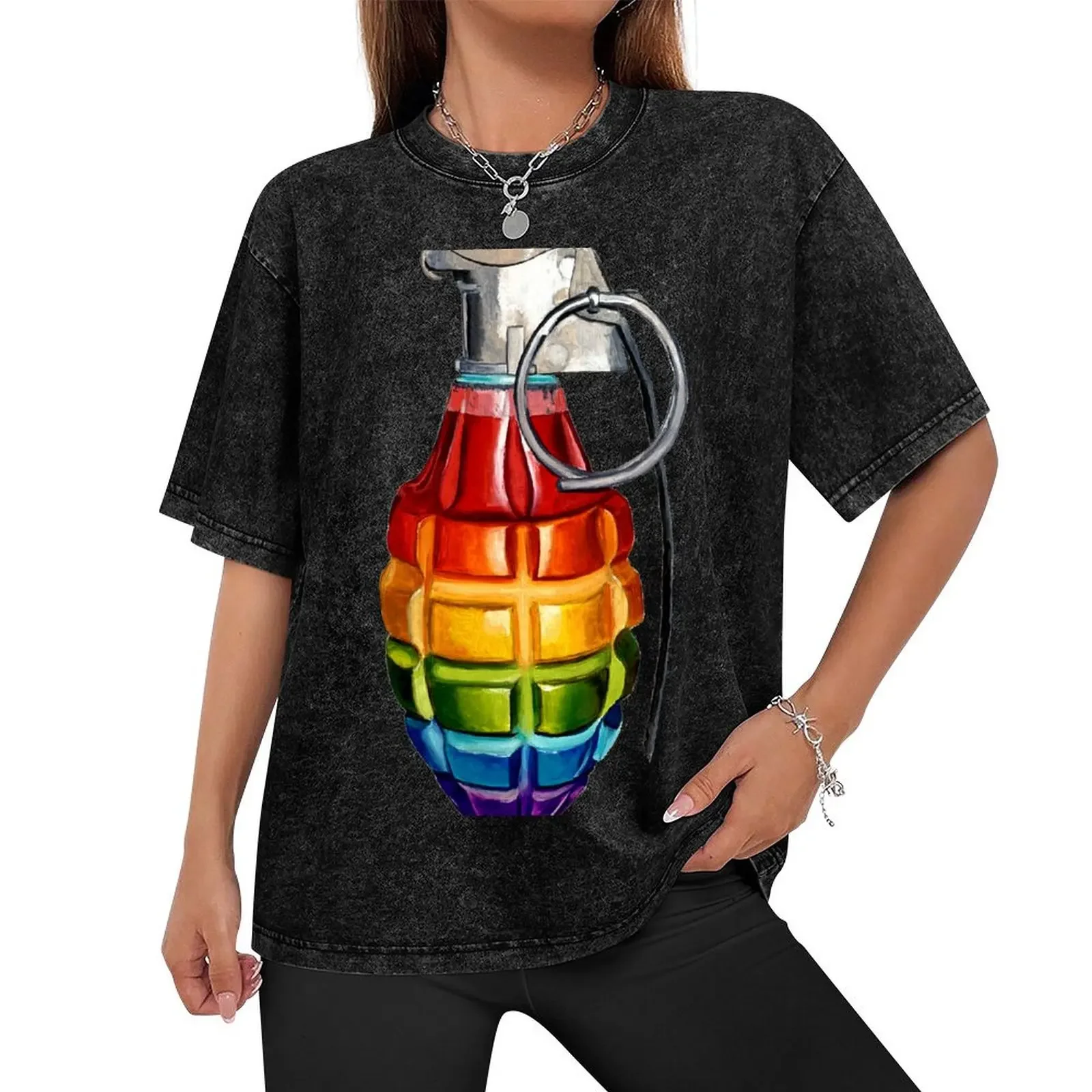 Rainbow Grenade T-Shirt tops summer top oversizeds graphic tee shirt mens big and tall t shirts