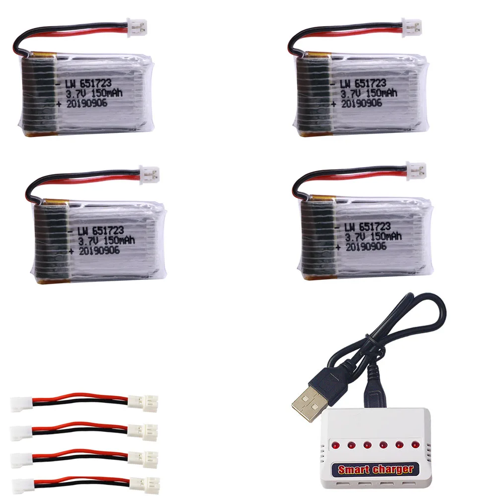 Batteria Lipo da 3,7 V 150 mAh e caricabatterie (6ni1) per H20 Syma S8 M67 U839 RC Quadcopter Pezzi di ricambio Accessori drone RC