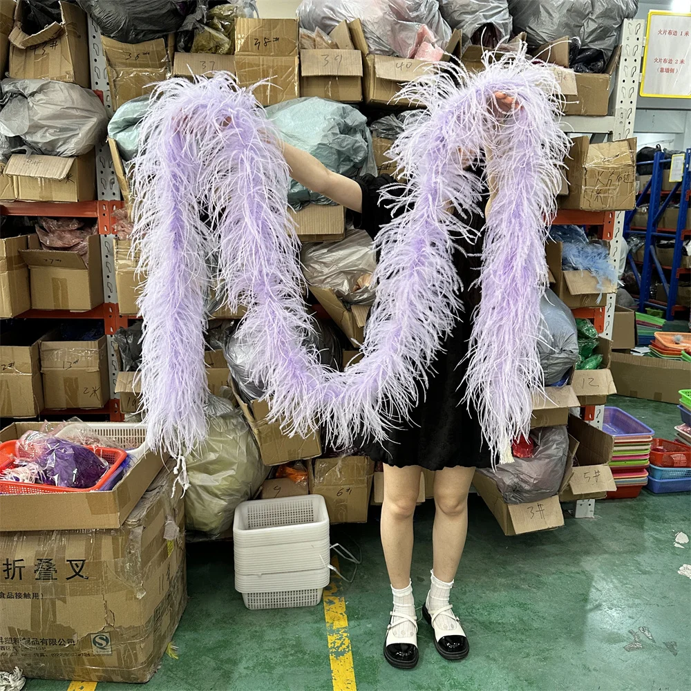 1/1.5/2/3/4M Long Ostrich Feather Boa Stage Performance Decorations Fluffy Shawl Scarf Rose Pink 6PLY Plumes Boa Wholsesale