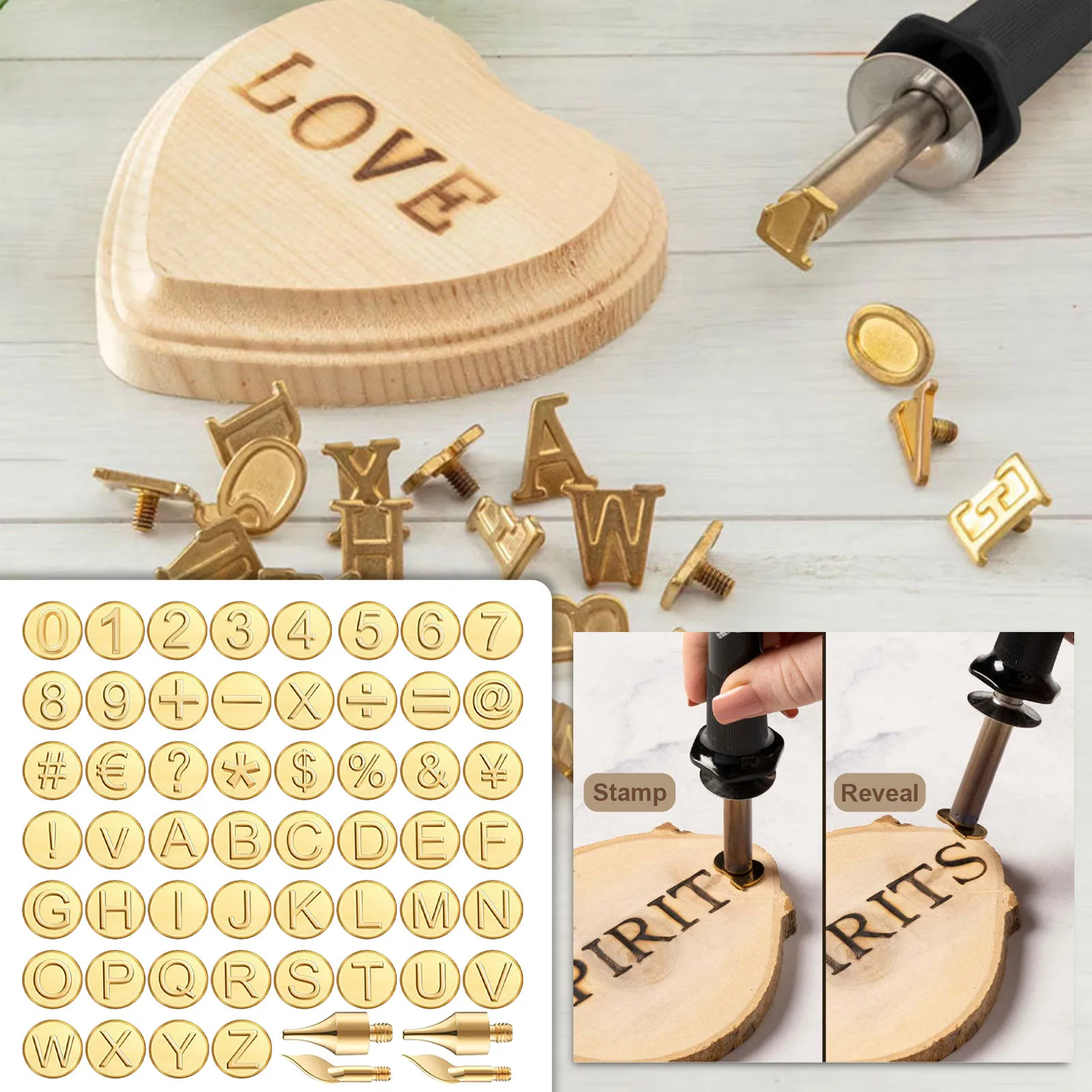 56pcs Wooden Carving Set With Letters Welding Branding Diy Tools Carving Techniques Commemorative Letter Number Templates