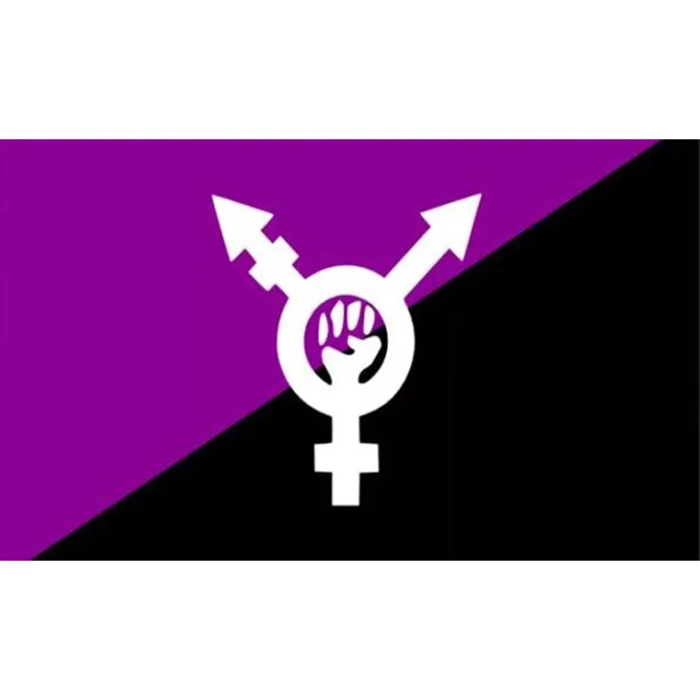 Custom Anarcho Feminism BANNER For 3'X5' OR 2X3FT HALF PURPLE HALF BLACK Flag